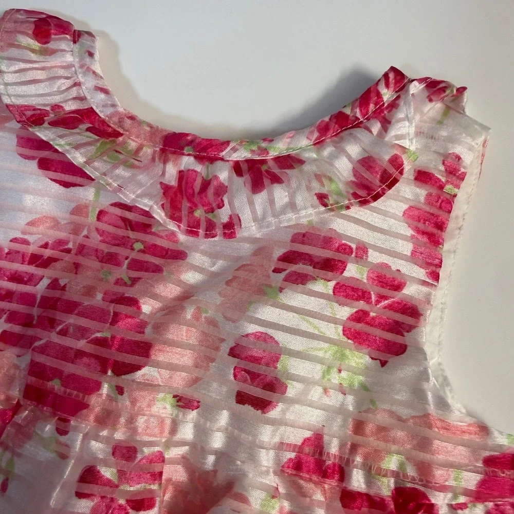 Vintage Y2K Dressed Up By Gymboree Pink Floral Bubble Romper 6-12 month Girl